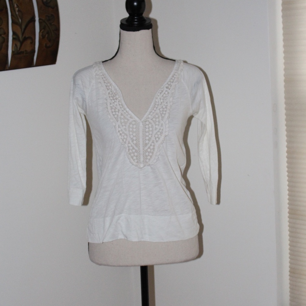 J.Crew, 3/4 sleeve shirt with crochet front